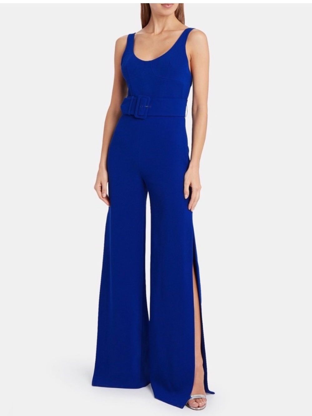 Jonathan Simkhai Royal Blue Sleeveless Belted Wide-Leg Jumpsuit